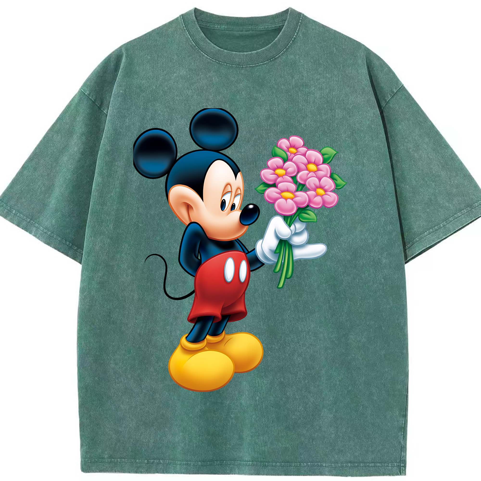 （画像用） ミッキーマウス Mickey Mouse 綿100% ヴィンテージ風 半袖Tシャツ（フロントプリント）